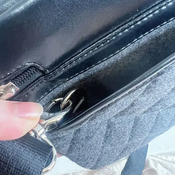 Knomo London Alfie Laptop Bag Briefcase Work Bag Black Leather Quilted Grey - Picture 11 of 11